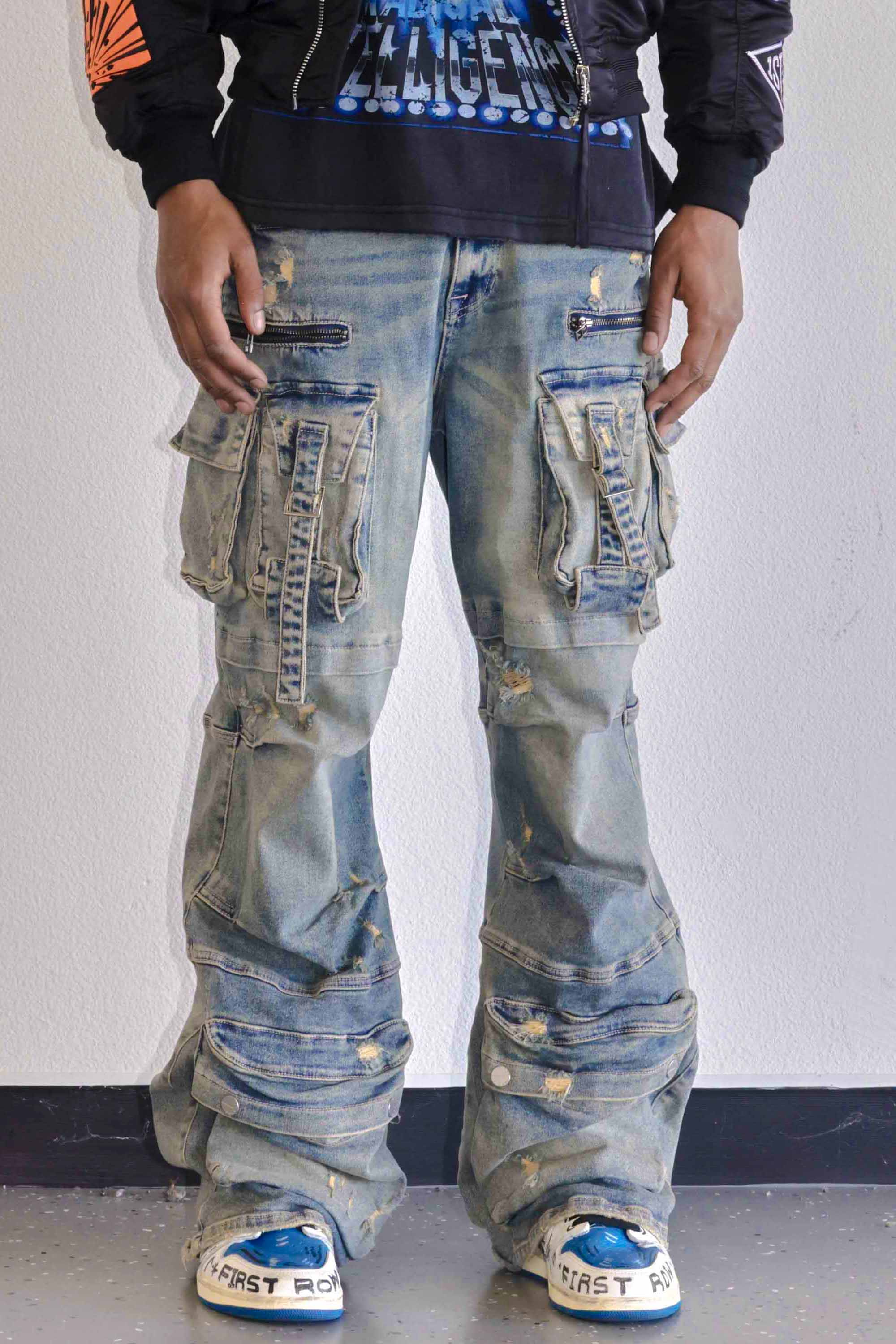 Y2K UTILITY CARGO DENIM PANTS – First Row