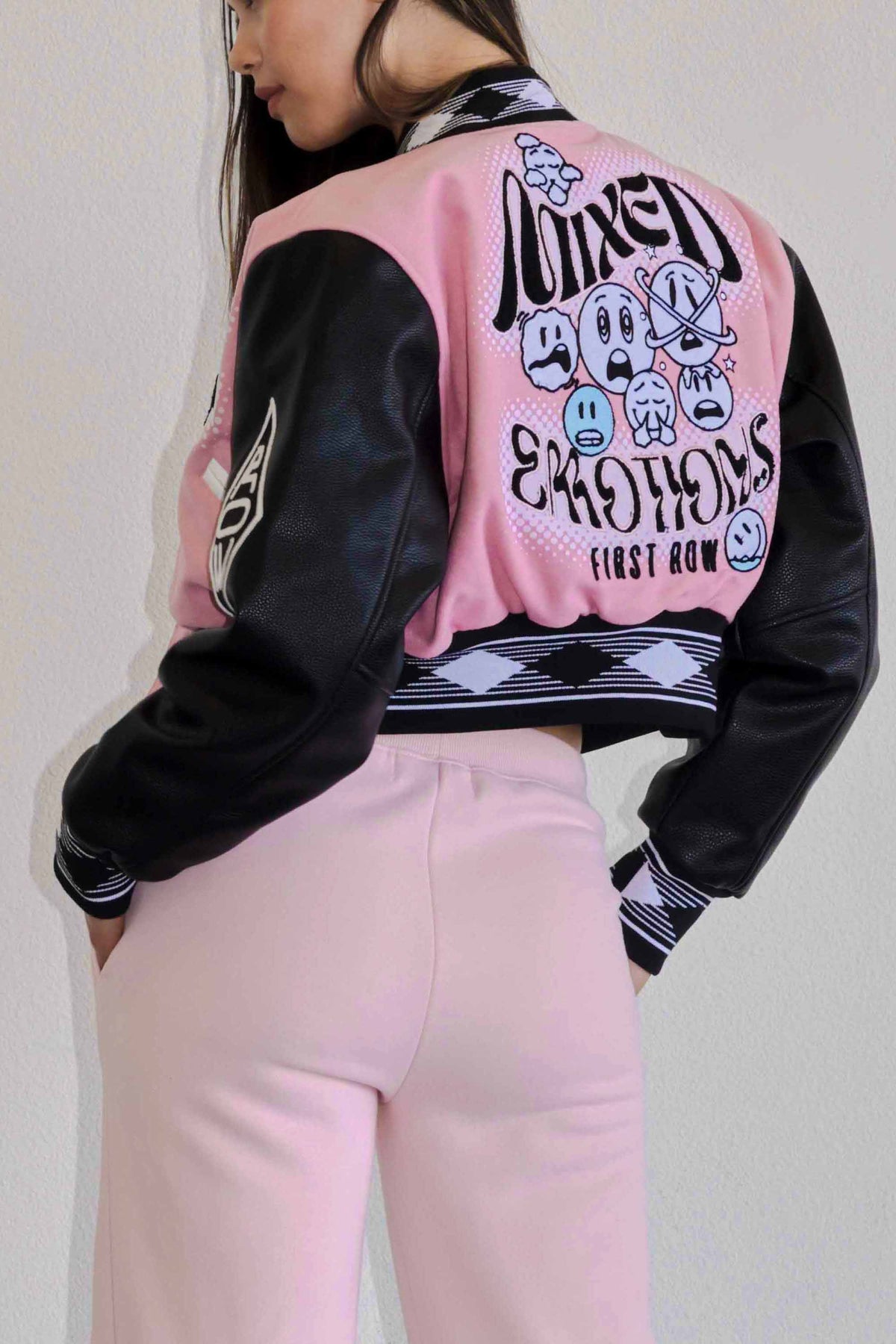 MIXED EMOTIONS MULTI PATCHES VARSITY JACKET | First Row