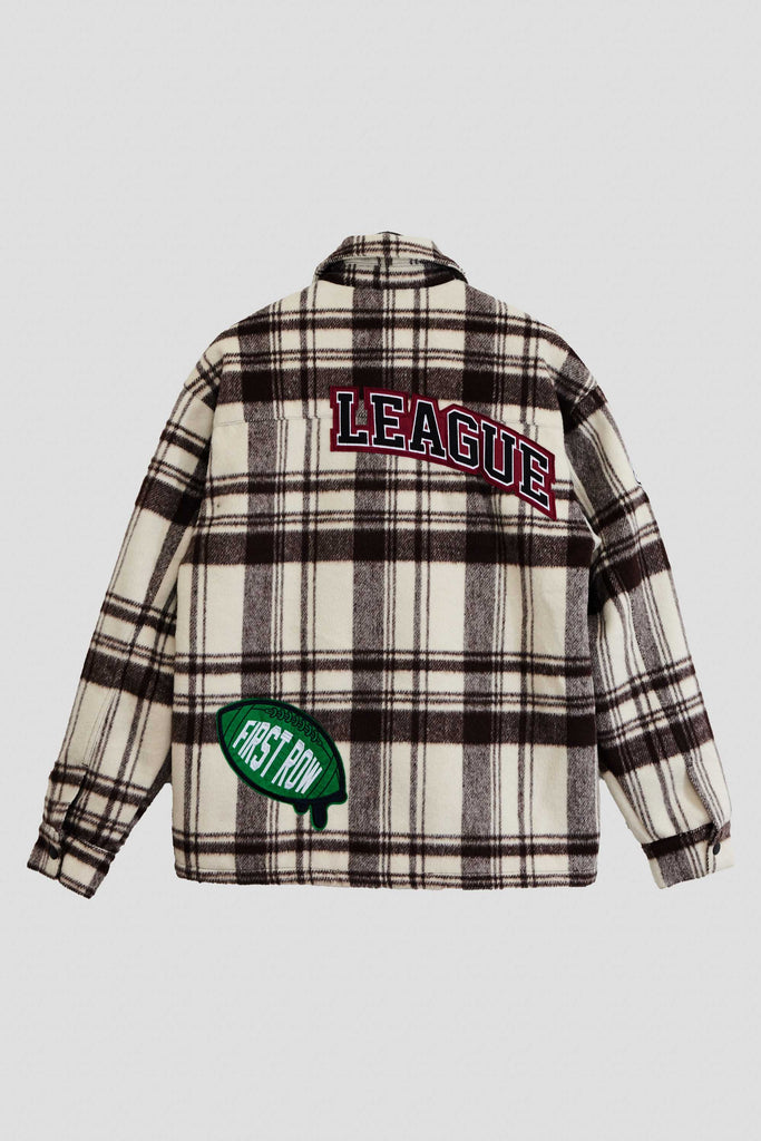 MUTI PATCHES WOOL CHECK PADDING SHACKET