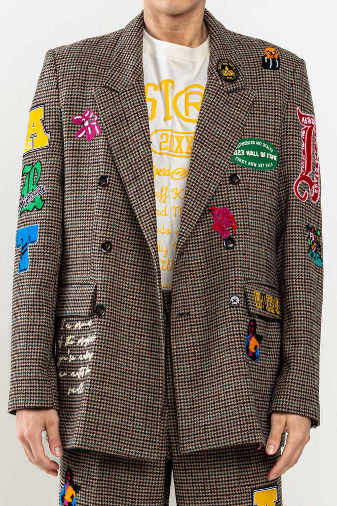 MULTI PATCHES GLENCHECK DOUBLE BREASTED  BLAZER