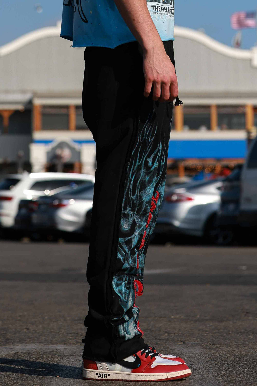WAKE UP AND BE FIERCE FLAME APPLIQUE STACK JOGGER