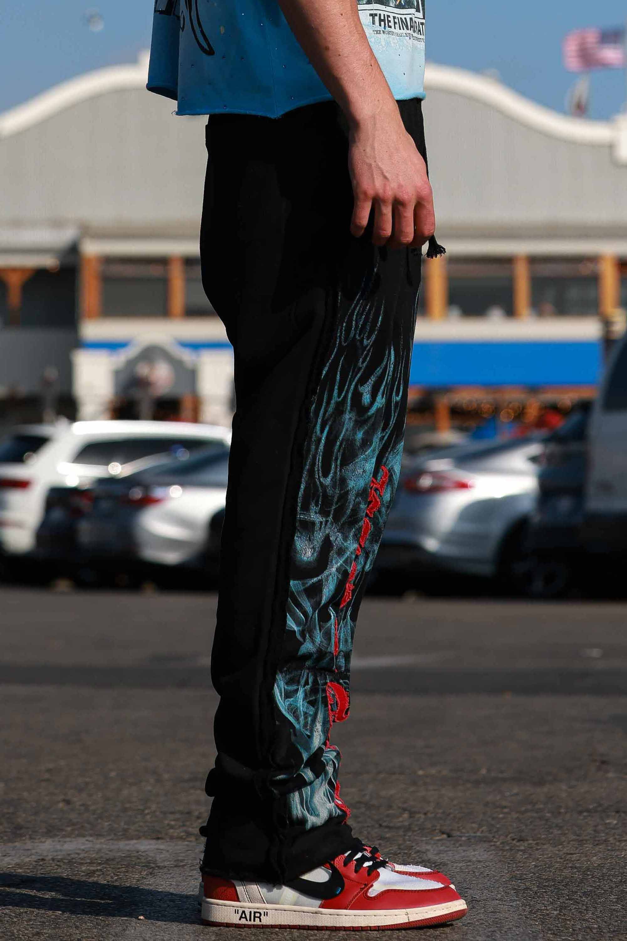 WAKE UP AND BE FIERCE FLAME APPLIQUE STACK JOGGER