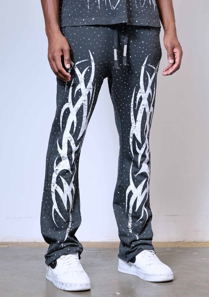 Y2K TRIBAL ALLOVER STUD STACK JOGGER