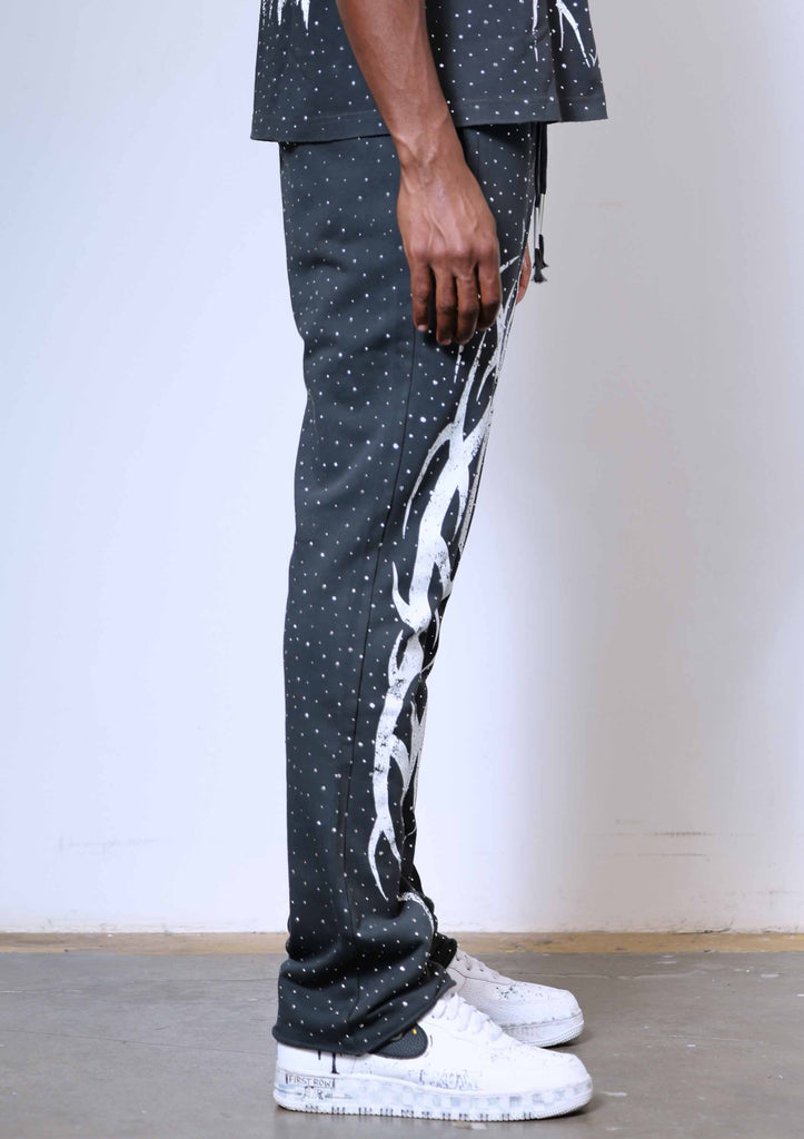 Y2K TRIBAL ALLOVER STUD STACK JOGGER