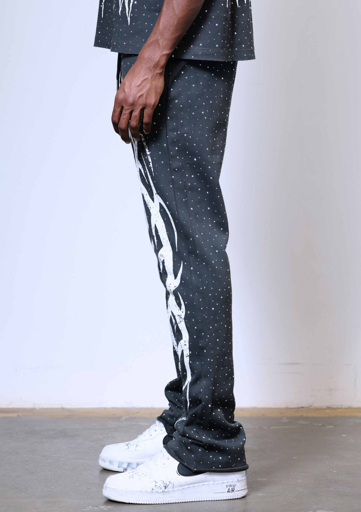 Y2K TRIBAL ALLOVER STUD STACK JOGGER