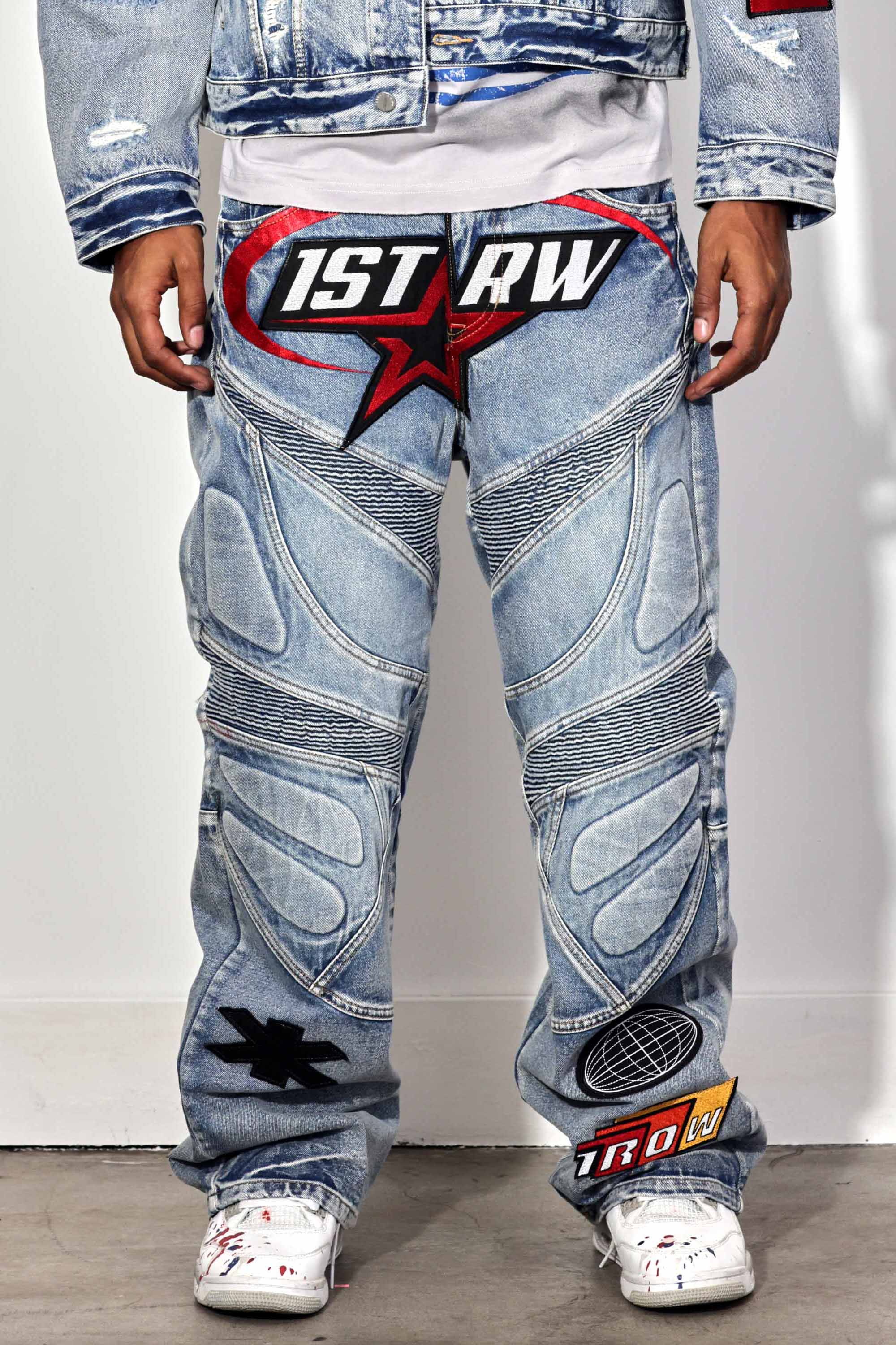 FAST LIFE WASHED DENIM Y2K PANTS