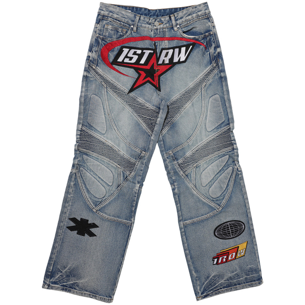 FAST LIFE WASHED DENIM Y2K PANTS