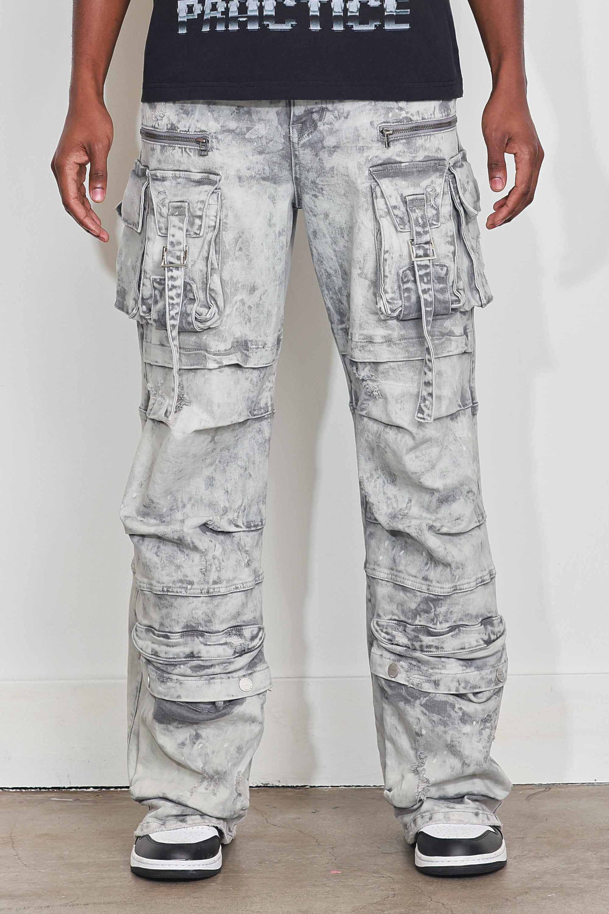 Y2K UTILITY CARGO DENIM PANTS