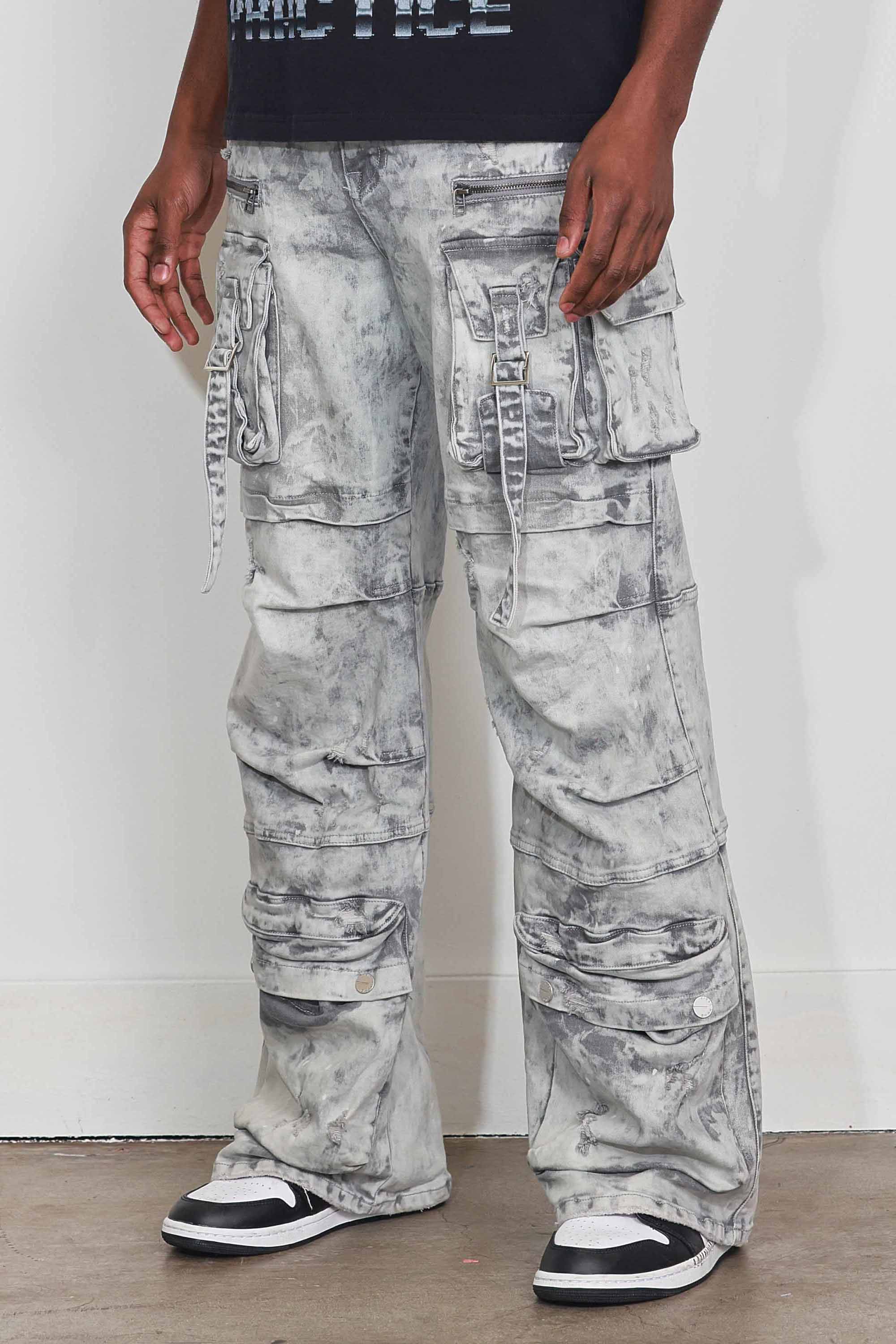 Y2K UTILITY CARGO DENIM PANTS