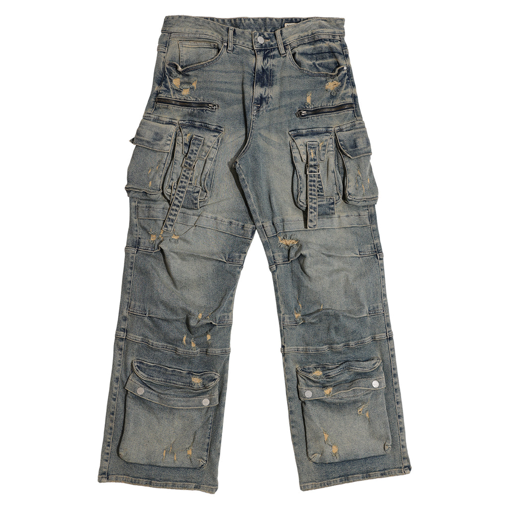 Y2K UTILITY CARGO DENIM PANTS