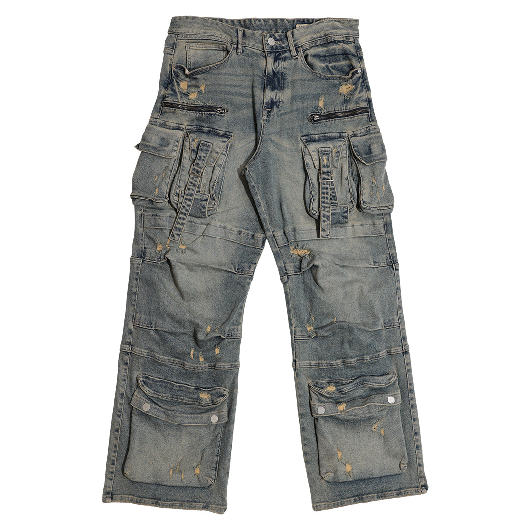 Y2K UTILITY CARGO DENIM PANTS