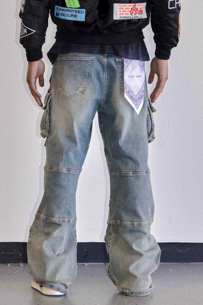 Y2K UTILITY CARGO DENIM PANTS