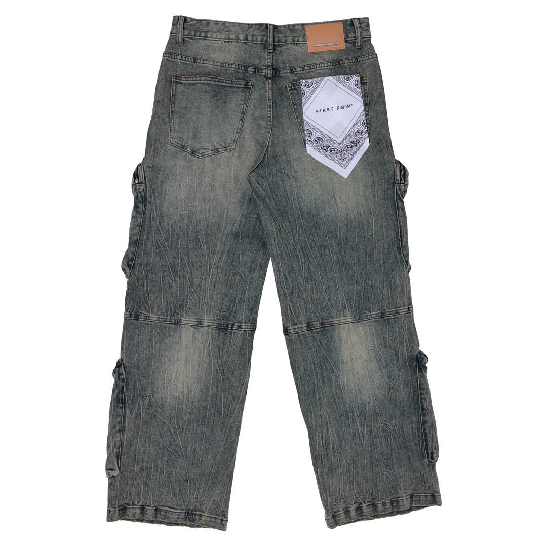 WASHED MULTI CARGO DENIM Y2K PANTS