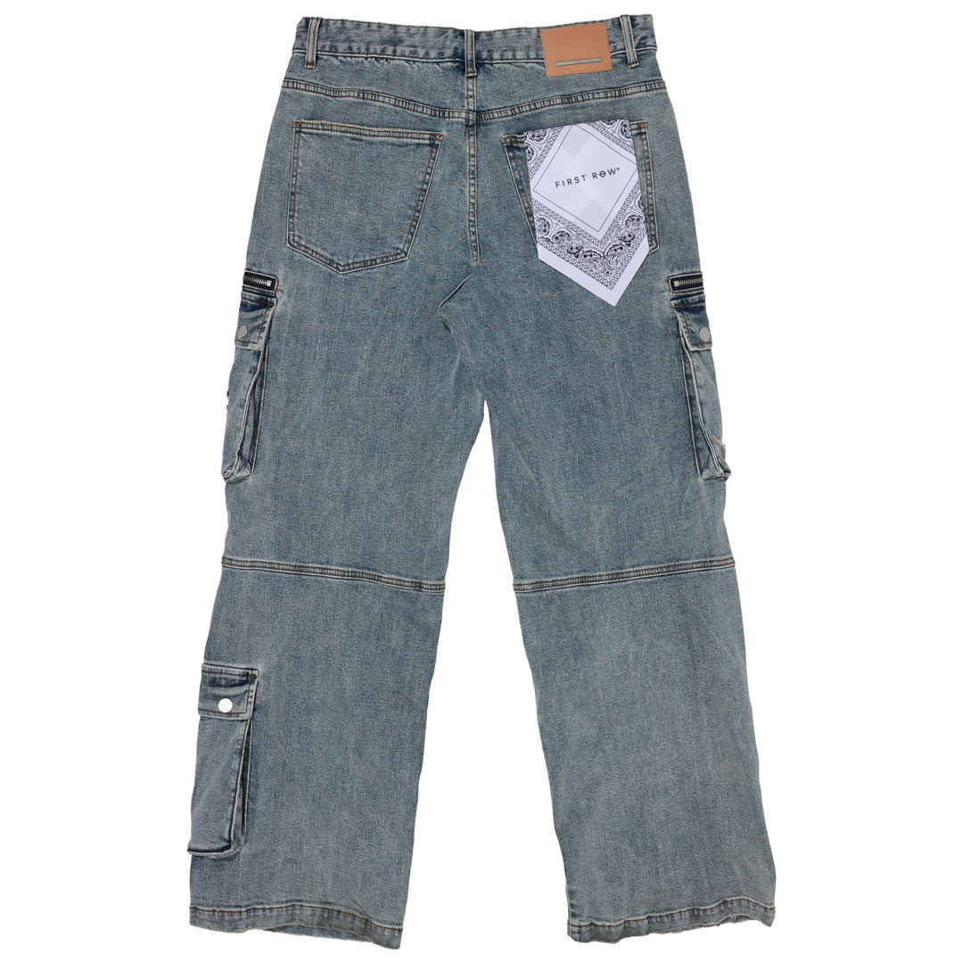 WASHED MULTI CARGO DENIM Y2K PANTS | First Row