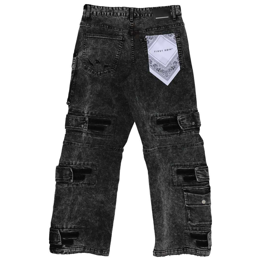 WASHED MULTI CARGO DENIM Y2K PANTS