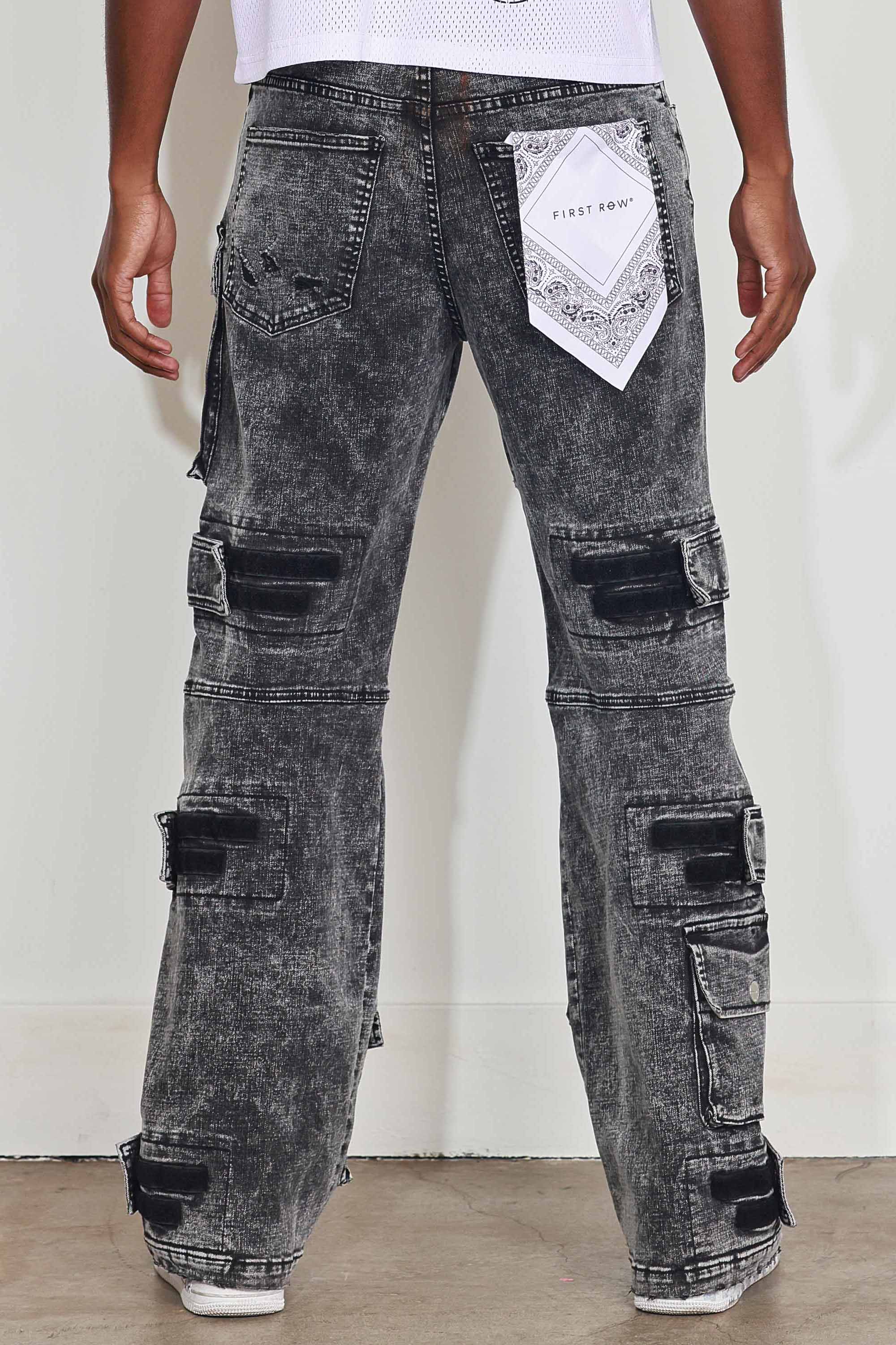 WASHED MULTI CARGO DENIM Y2K PANTS