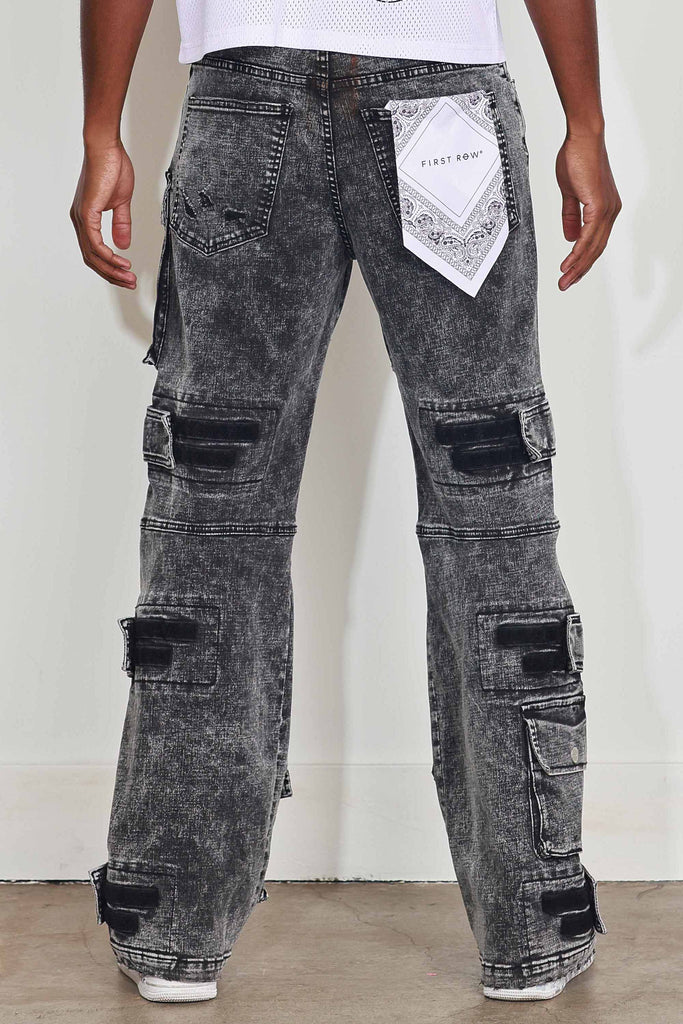 WASHED MULTI CARGO DENIM Y2K PANTS