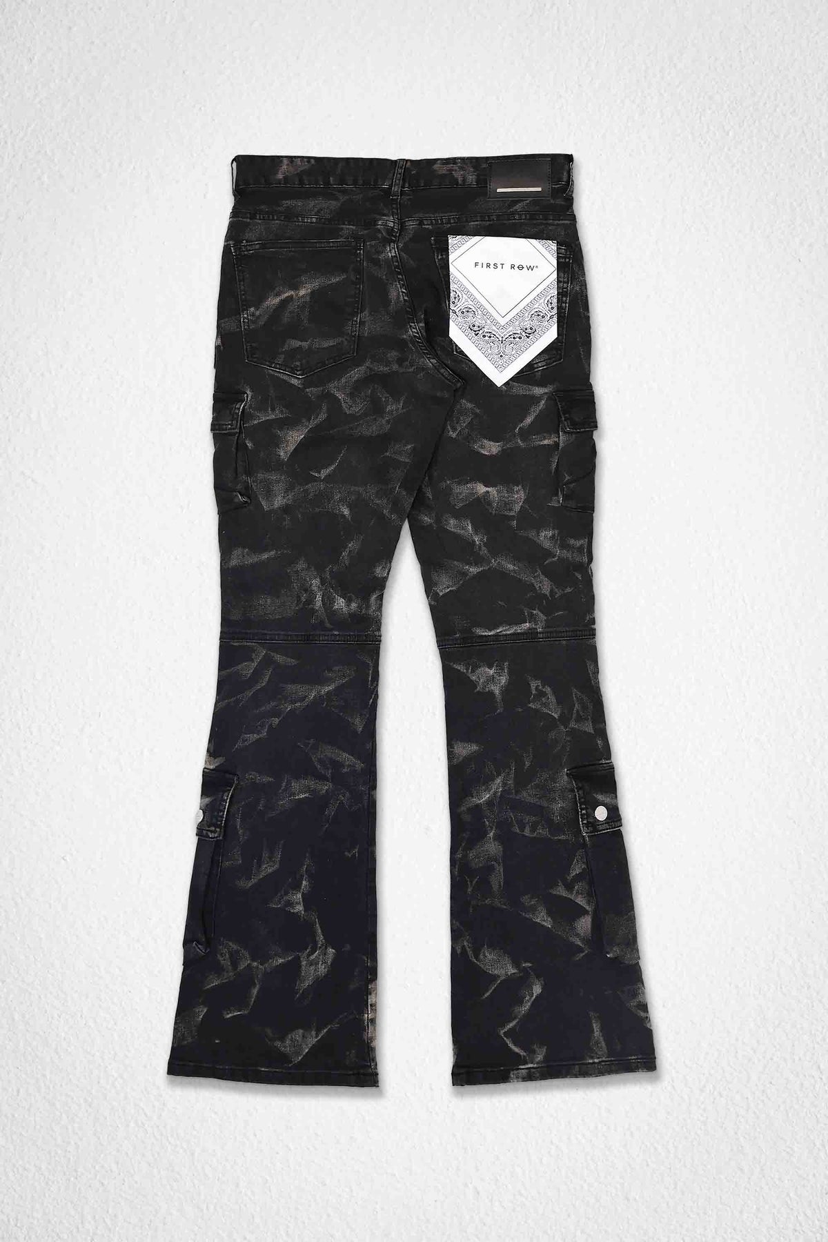 BLACK COATED CARGO JEANS