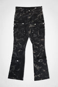 BLACK COATED CARGO JEANS