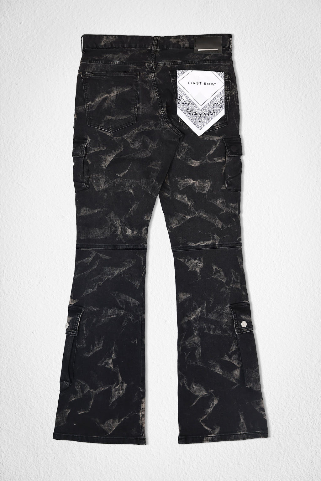 BLACK COATED CARGO JEANS