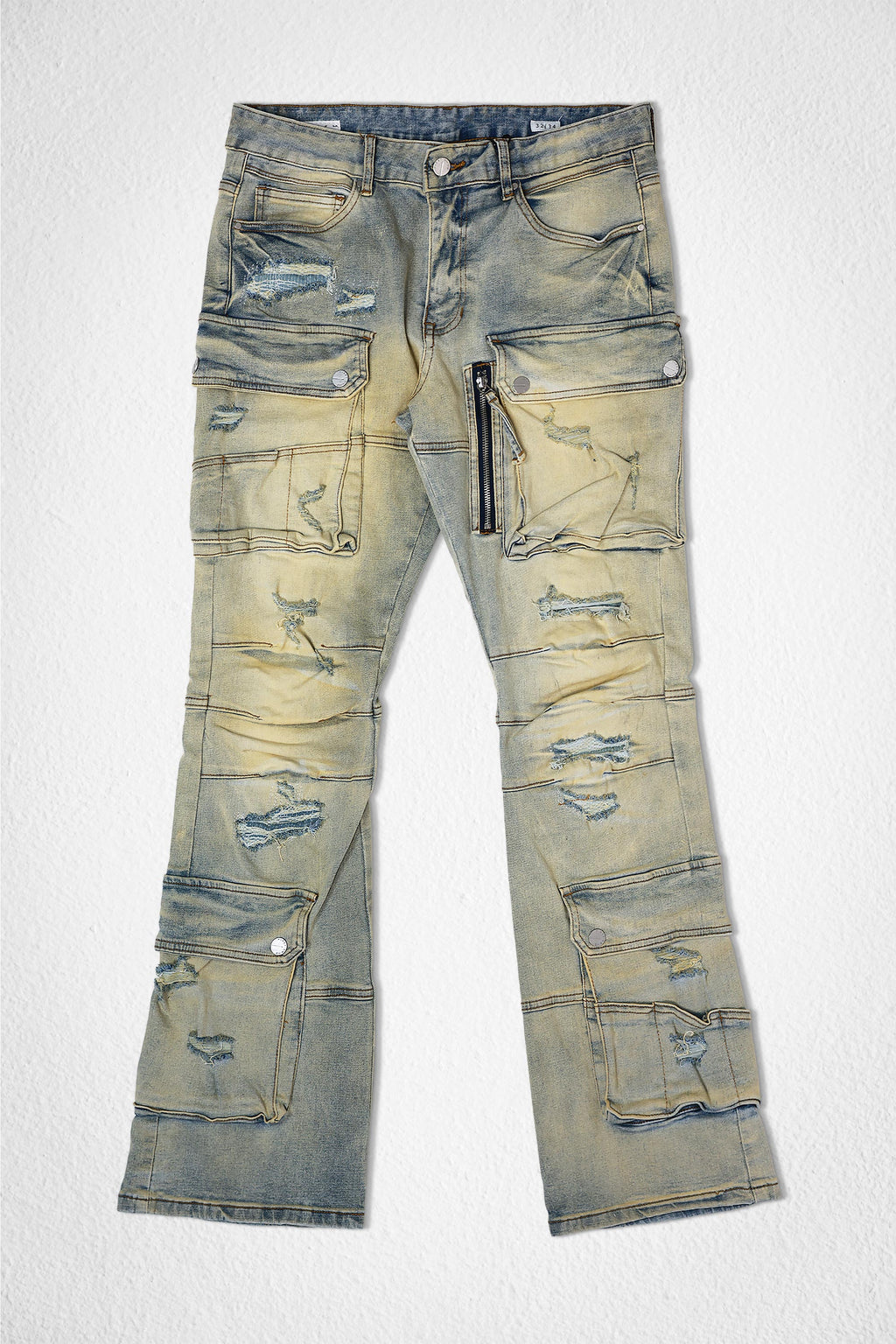 LIGHT WASH CARGO JEANS