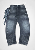 STUDDED WASH  BARREL JEAN