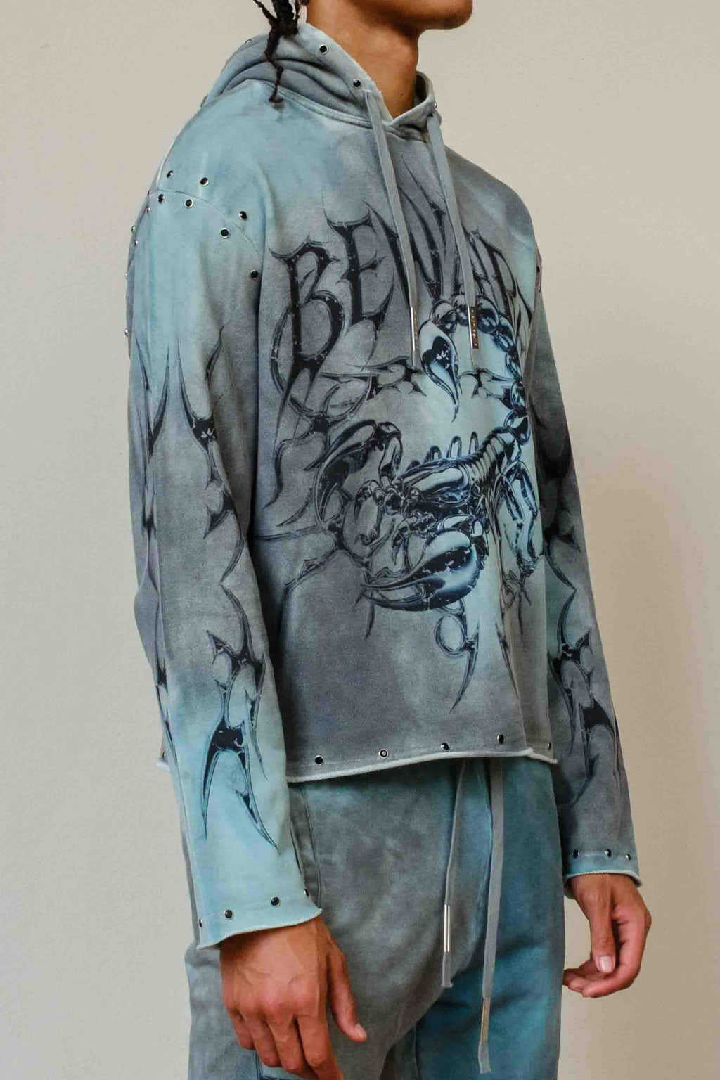 BEWARE WAKE UP & BE FIERCE GREEN MIST SCORPION HOODIE