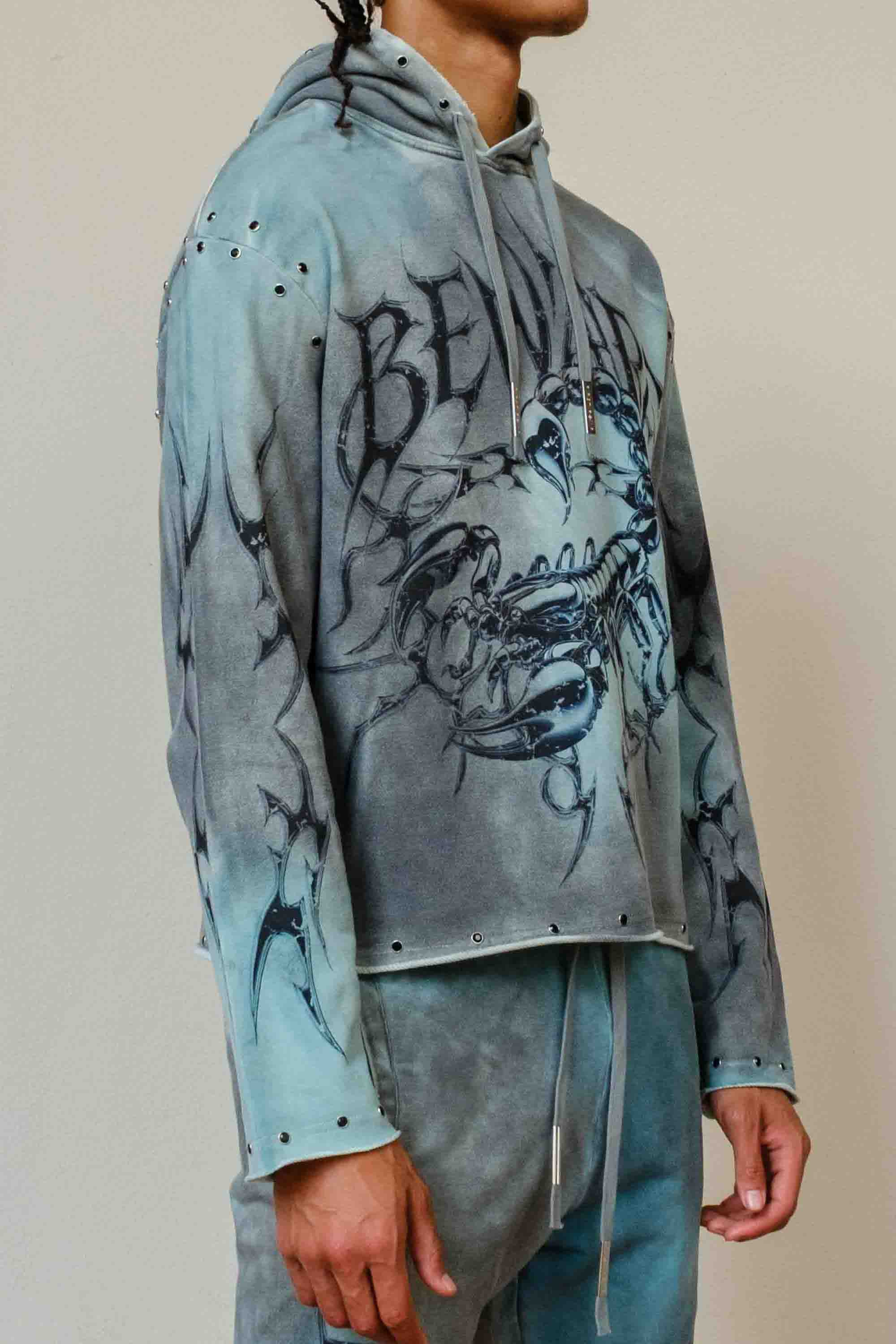 BEWARE WAKE UP & BE FIERCE GREEN MIST SCORPION HOODIE