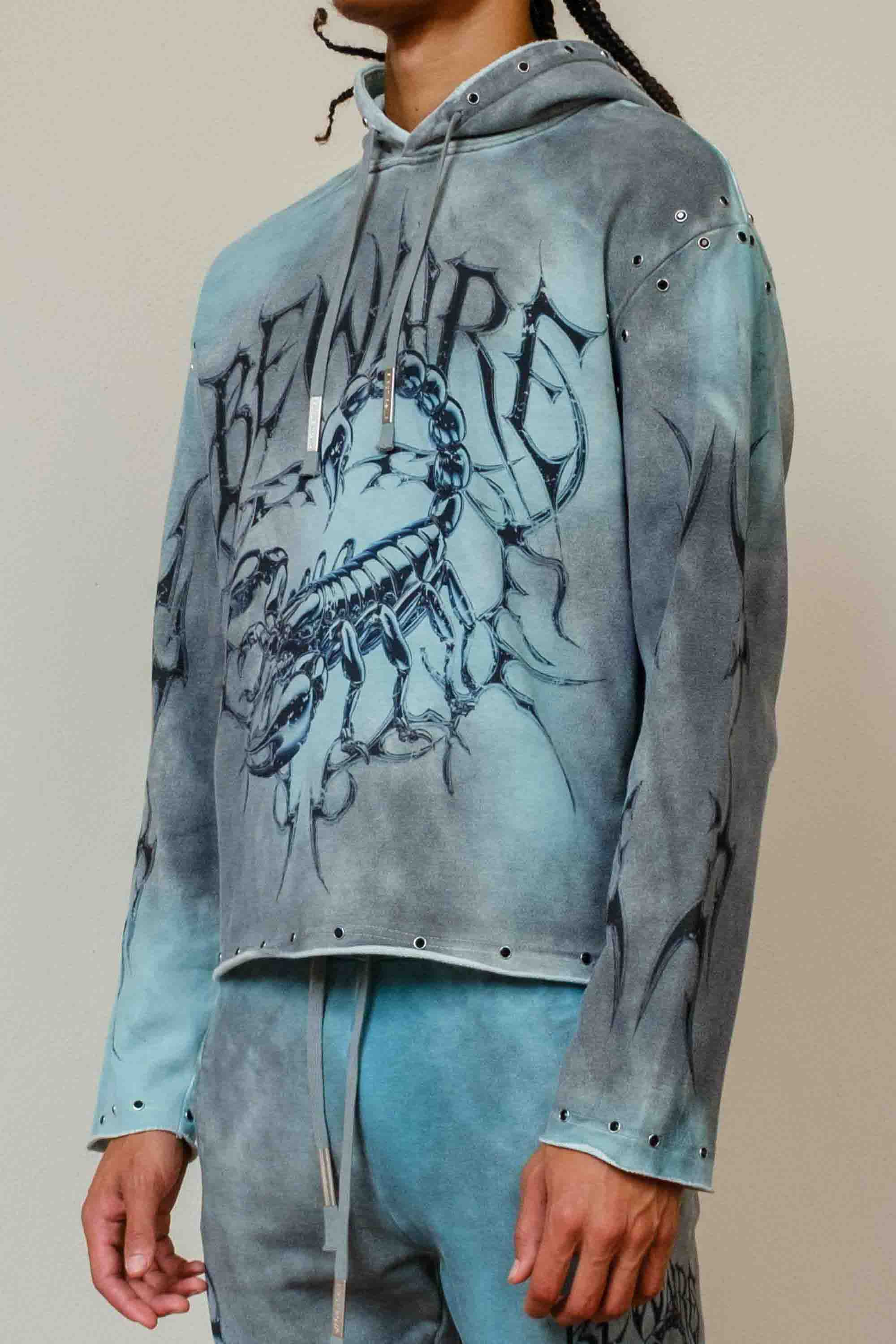 BEWARE WAKE UP & BE FIERCE GREEN MIST SCORPION HOODIE