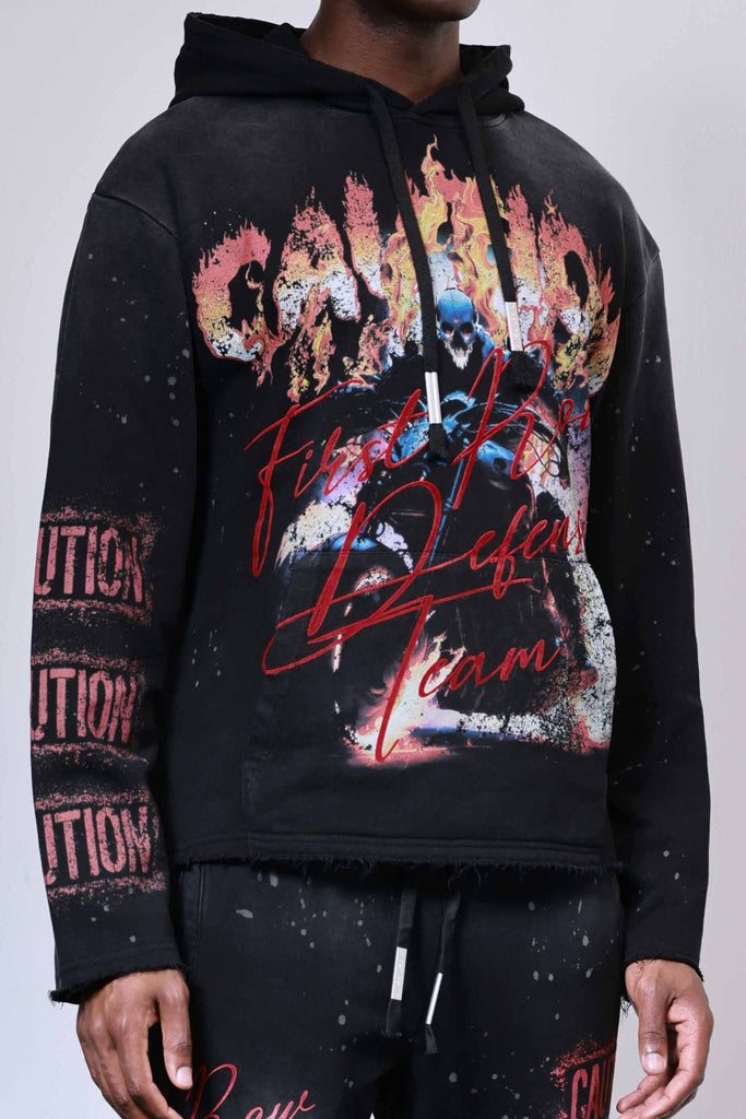 CAUTION NOT SO QUIET GHOST RIDER FLAMES HOODIE