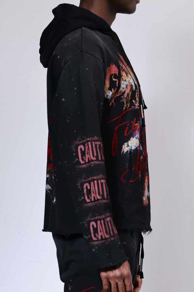 CAUTION NOT SO QUIET GHOST RIDER FLAMES HOODIE
