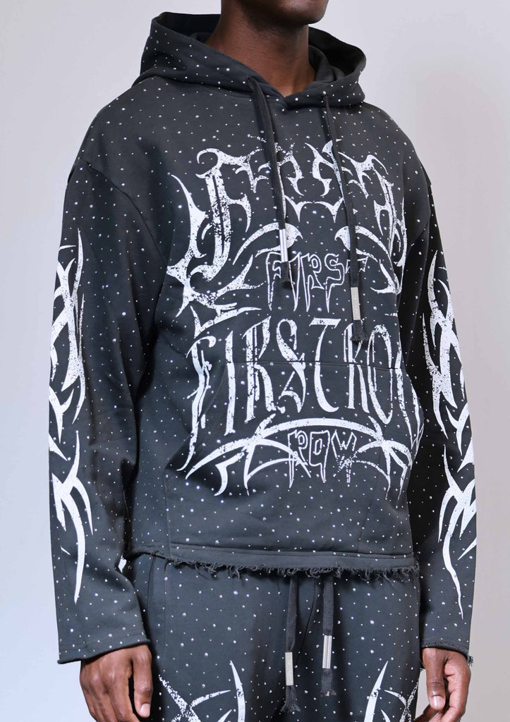 Y2K TRIBAL ALLOVER STUD HOODIE