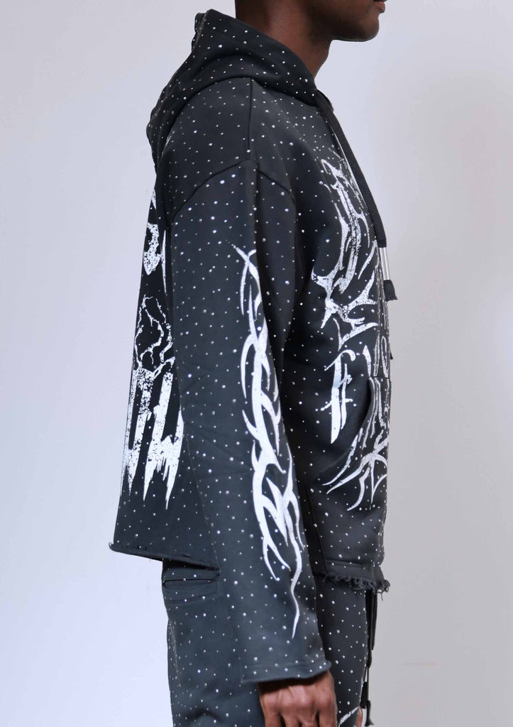 Y2K TRIBAL ALLOVER STUD HOODIE