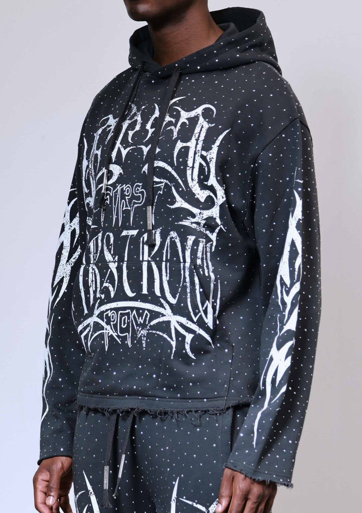 Y2K TRIBAL ALLOVER STUD HOODIE