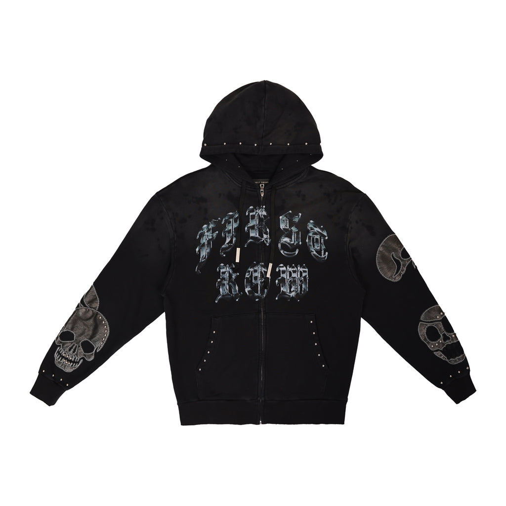 WAKE UP AND BE FIERCE APPLIQUE FULL ZIP HOODIE