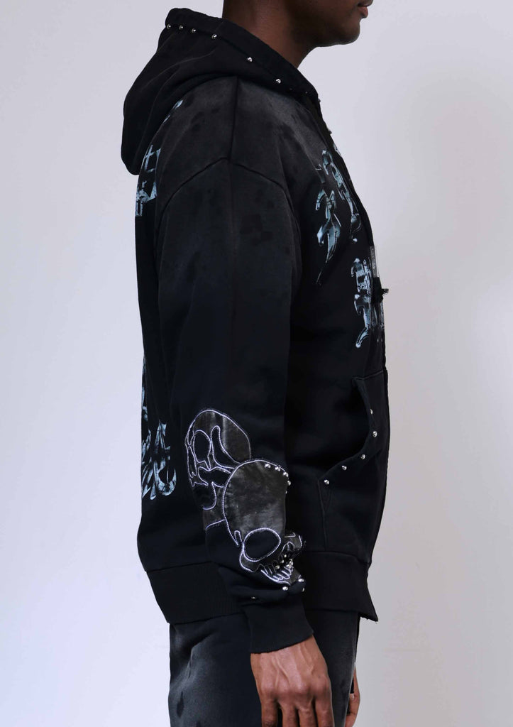 WAKE UP AND BE FIERCE APPLIQUE FULL ZIP HOODIE