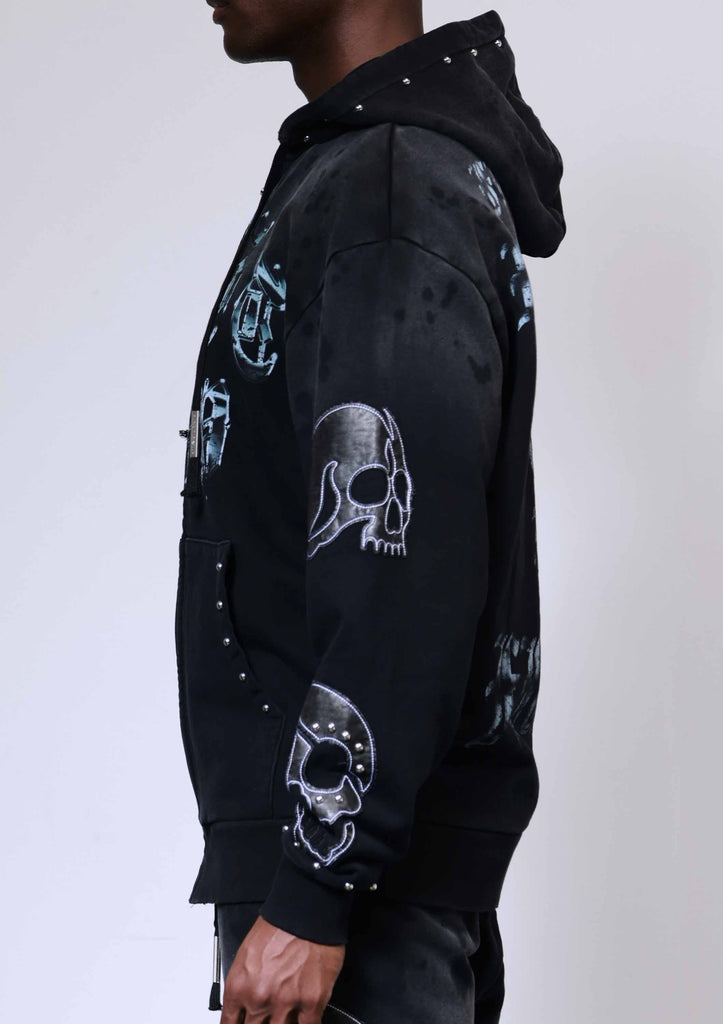 WAKE UP AND BE FIERCE APPLIQUE FULL ZIP HOODIE