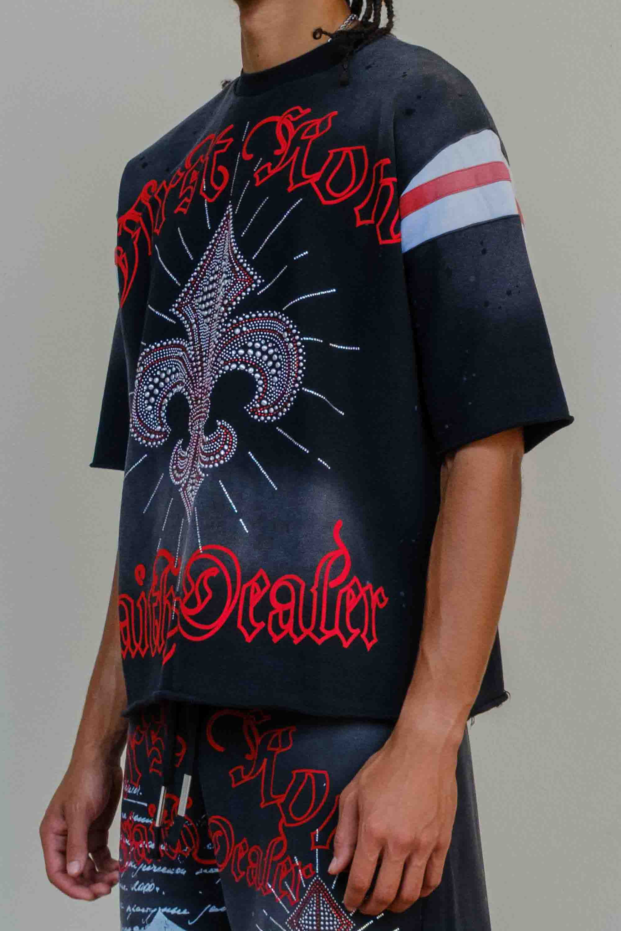 FAITH DEALER A SACRED VOW HALO VARSITY TEE