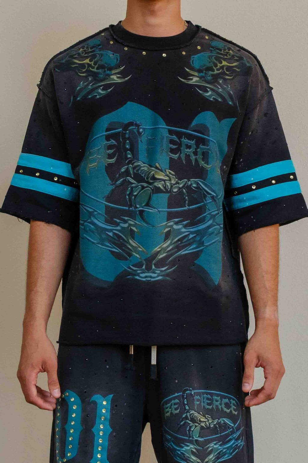 BEWARE WAKE UP & BE FIERCE SCORPION VARSITY TEE