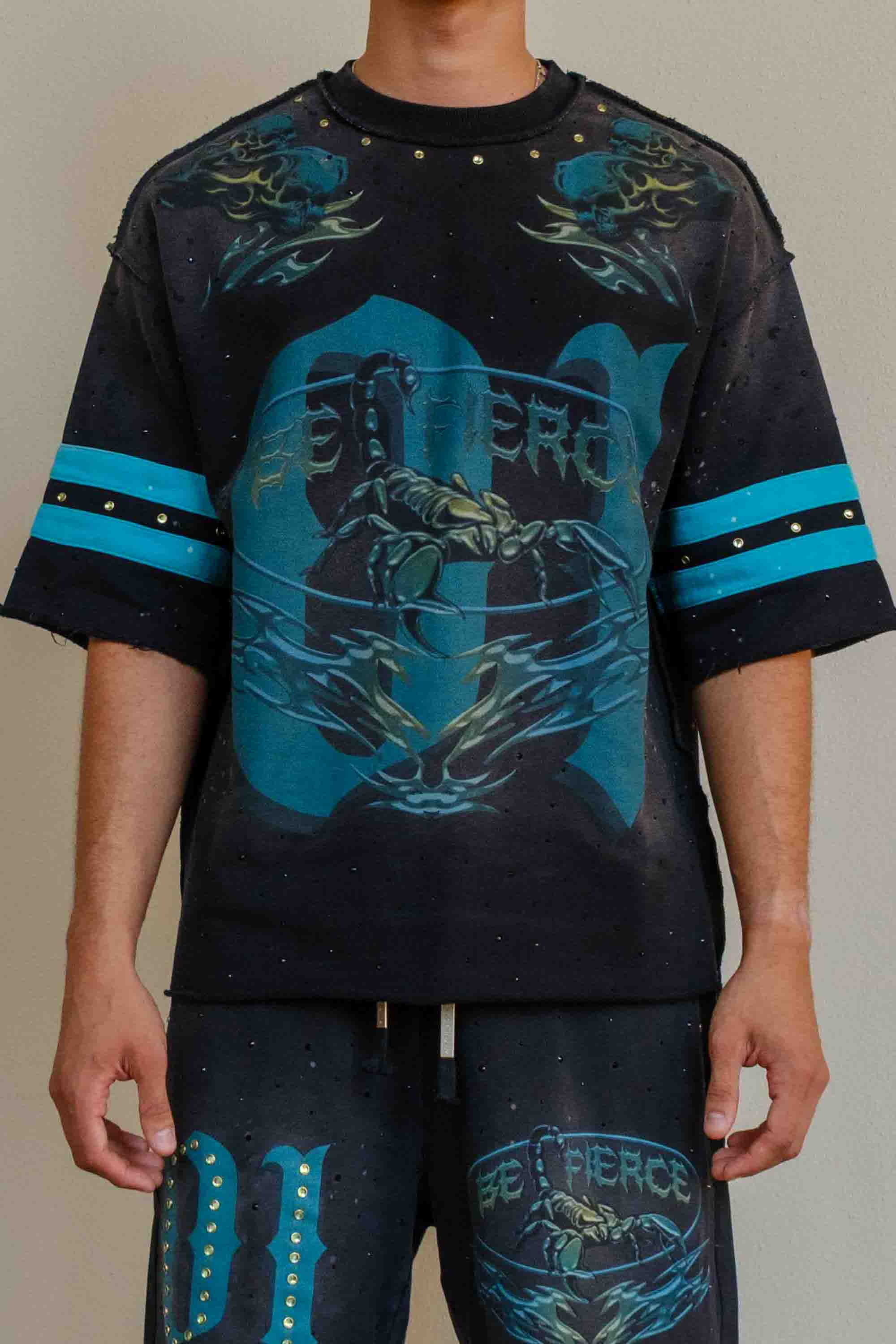 BEWARE WAKE UP & BE FIERCE SCORPION VARSITY TEE