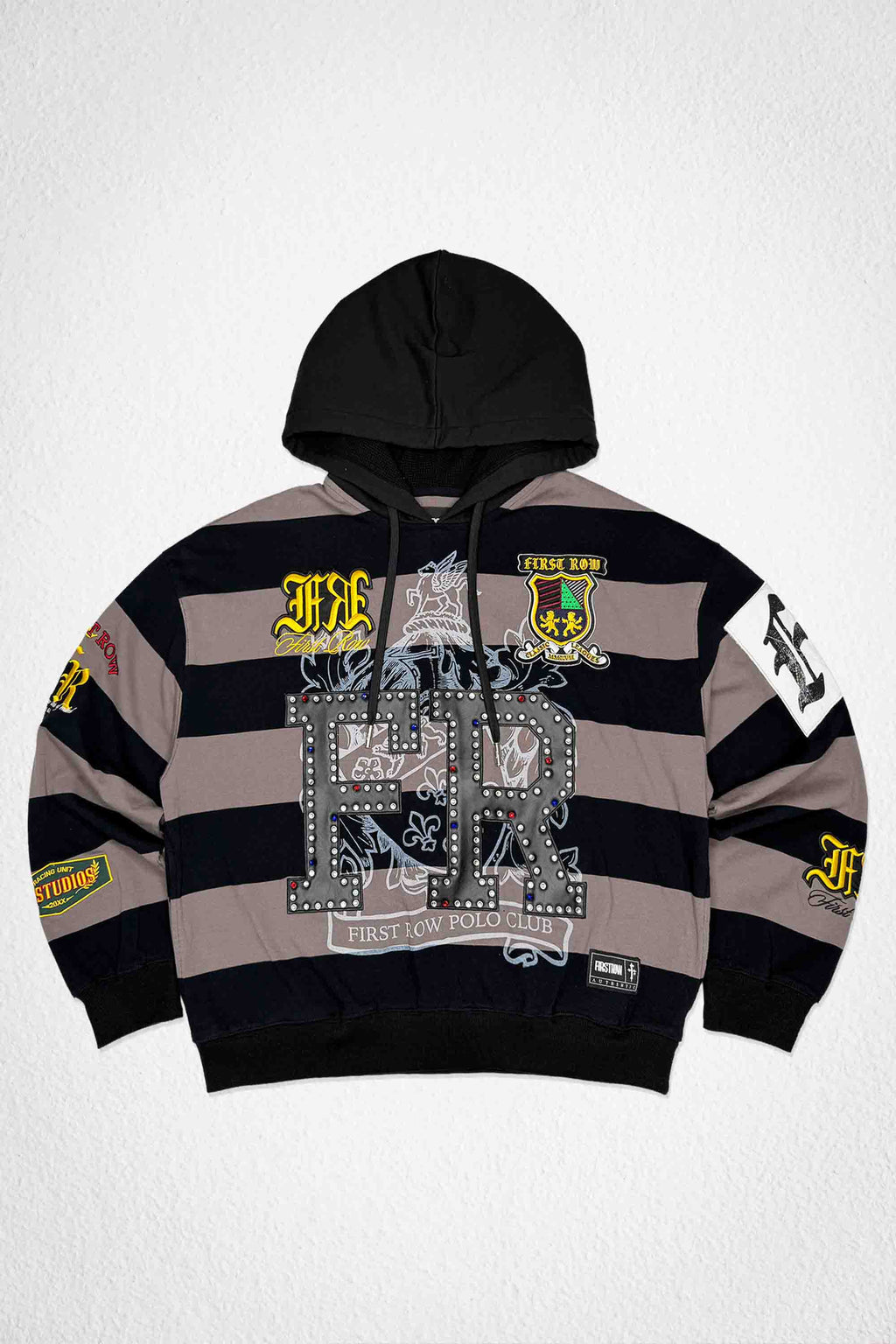 FIRST ROW CLUB STUDDED CREST HOODIE(CW)
