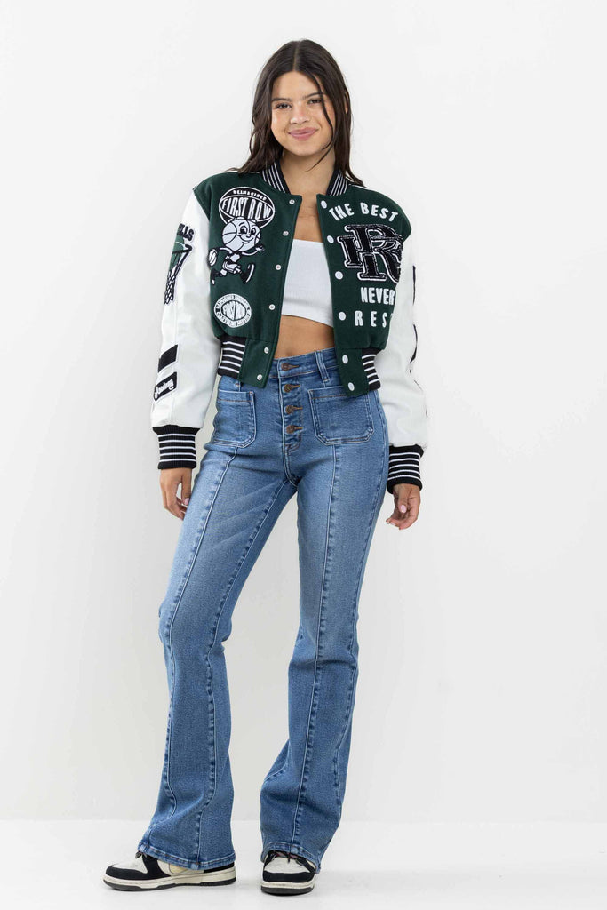 THE BEST CHAMPIONSHIP CROPPED VARSITY JACKET