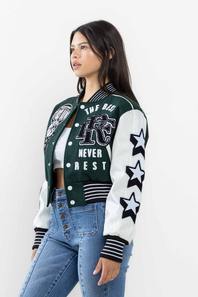 THE BEST CHAMPIONSHIP CROPPED VARSITY JACKET