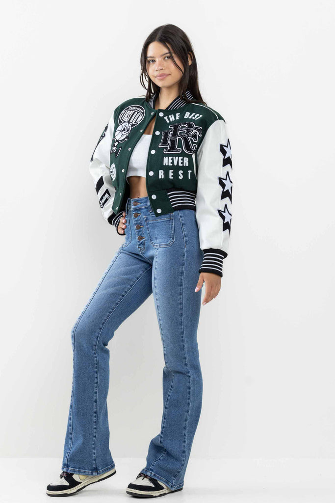 THE BEST CHAMPIONSHIP CROPPED VARSITY JACKET