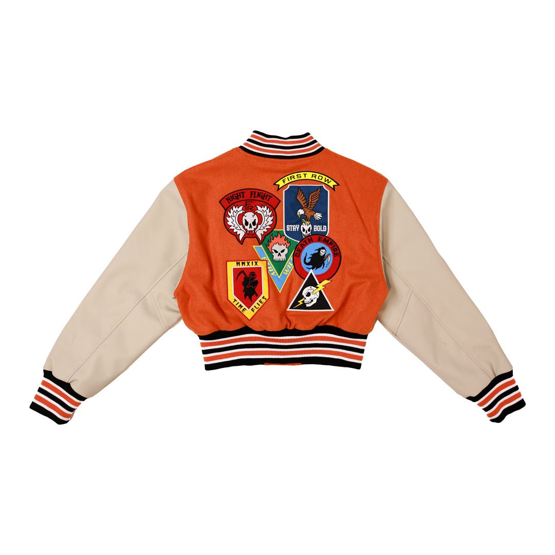 LOGO ALLOVER VARSITY JACKET