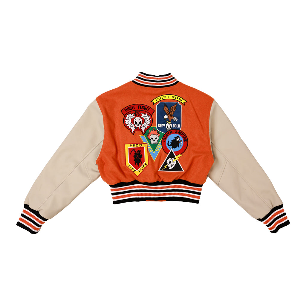 LOGO ALLOVER VARSITY JACKET