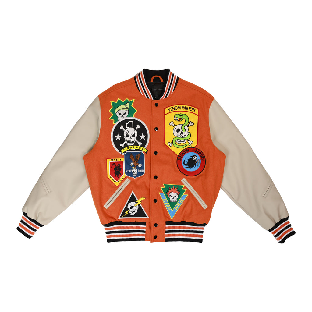 LOGO ALLOVER VARSITY JACKET