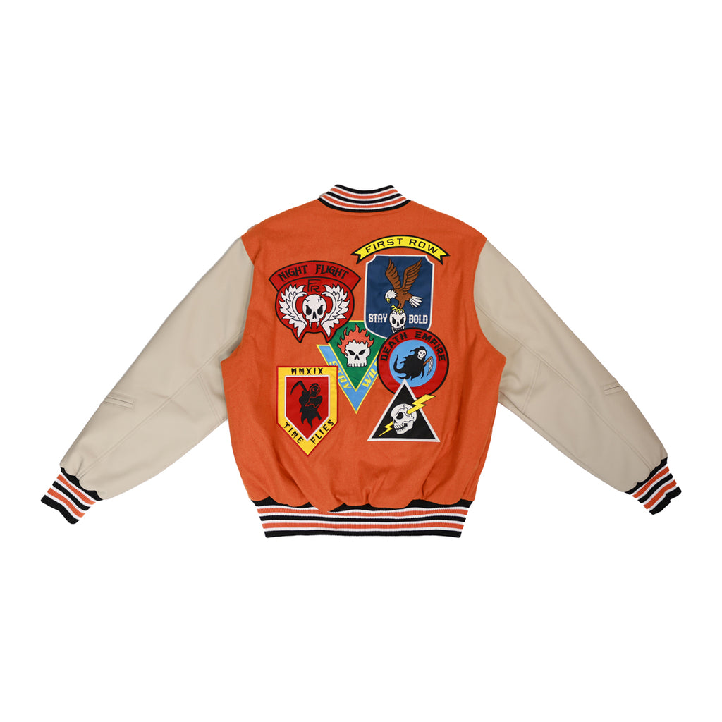 LOGO ALLOVER VARSITY JACKET