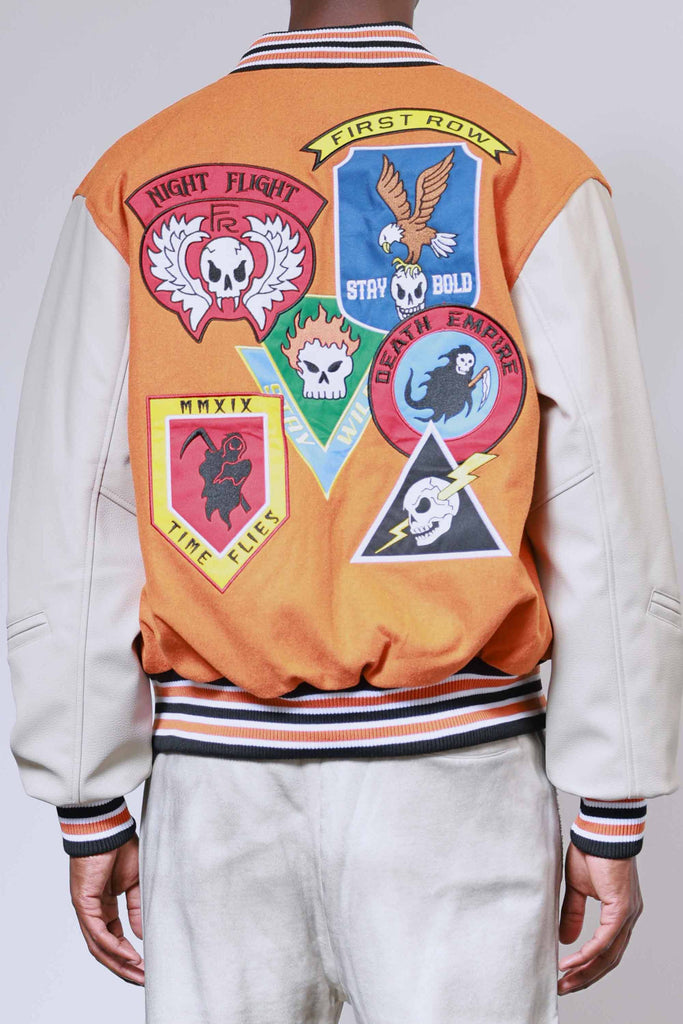 LOGO ALLOVER VARSITY JACKET