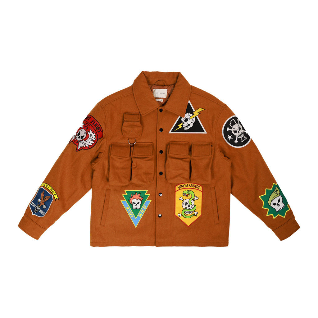 LOGO ALLOVER UTILITY WOOL JACKET